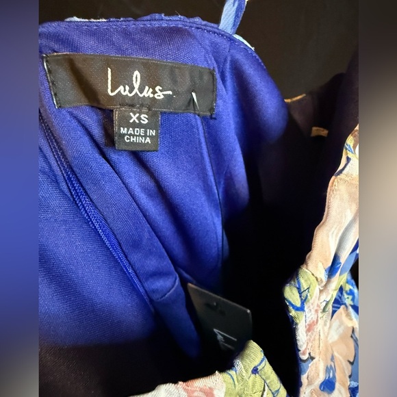 Lulus XSmall Blue Floral Bustier Faux Wrap Midi Dress - Picture 7 of 8